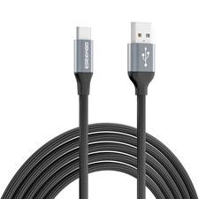 6.6 ft USB-C to USB-A High-Speed Charge and Sync Nylon Braided Cable - Blac