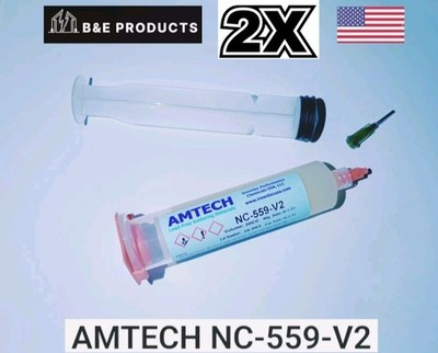 2PCS GENUINE AMTECH NC-559-V2-TF NO CLEAN Solder Flux 30cc ROL0 Clear Residue 
