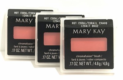Lot of 3 MARY KAY Chromafusion Blush in Hot Coral - 120417 Brand New - Free Ship