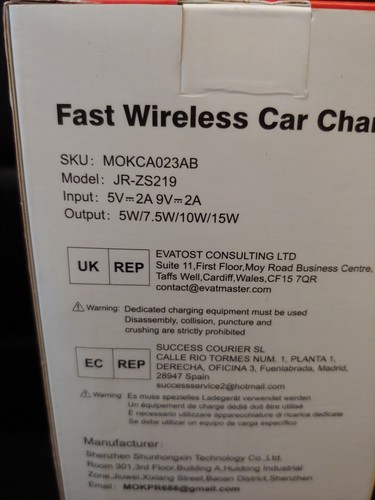 Wireless Car Charger MOKPR 15W Fast Charging Auto-Clamping Car Charger Boxed NEW - 第 4/7 張圖片