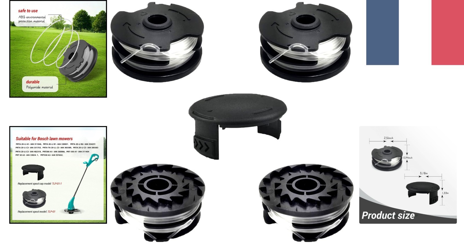 Fil nylon anti-rupture pour Parkside PRTA 20-Li contre herbe dense