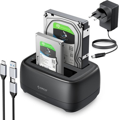 ORICO Dualschacht Festplatten Docking-Station, USB 3.2 Gen 1 Festplattengehäuse