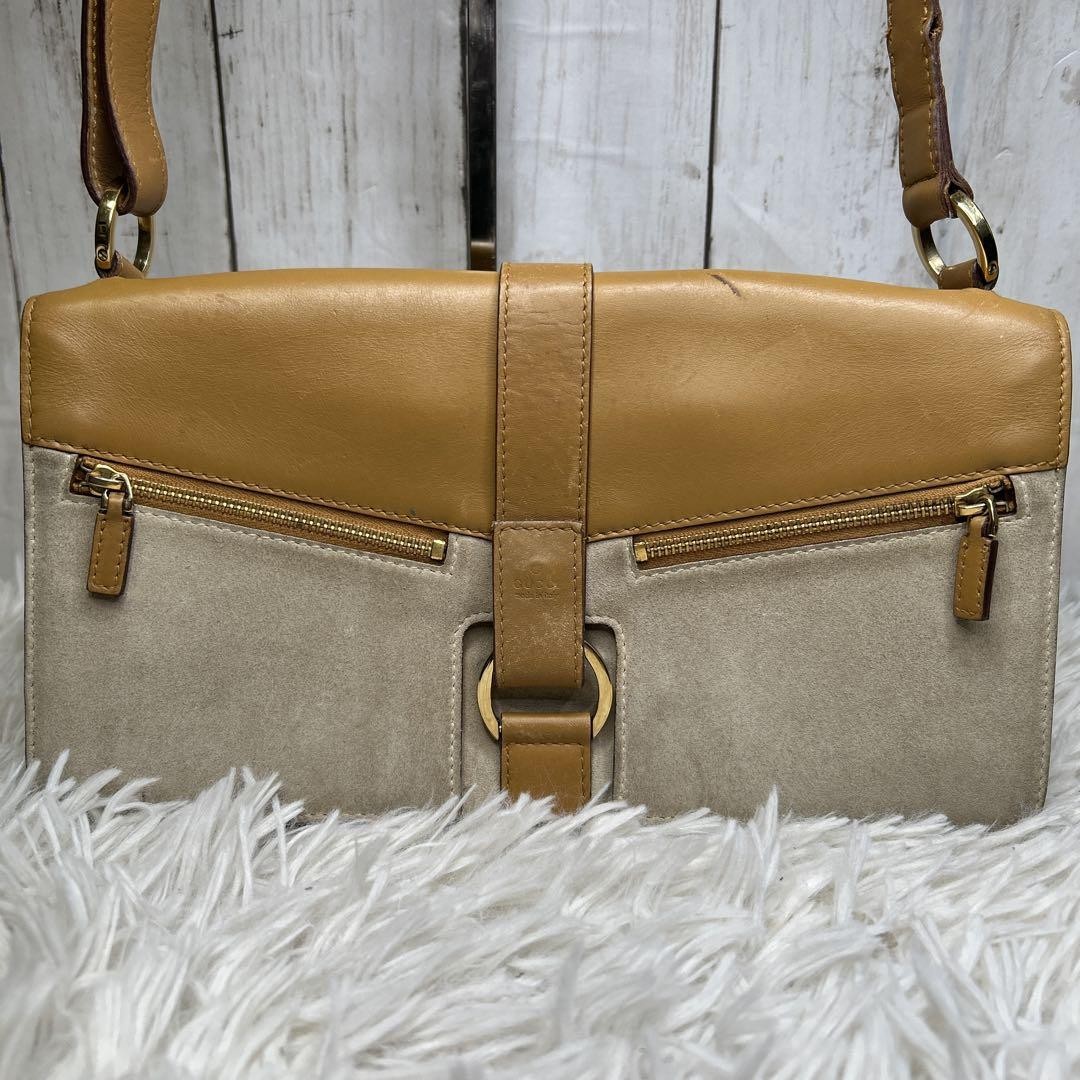 GUCCI Shoulder Bag Embossed Logo Abbey Suede Leather  DDU