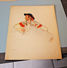 1940 Italian Lloyd Triestino Cruise Ship Line Menu Accordion Player in Genoa