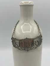 Vintage SHERRY STIEFF Pewter Liquor Bottle Decanter Label Historic Newport