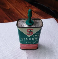 Vintage SINGER Sewing Machine Oil Can 4 oz Handy Oiler, 1/2 Full