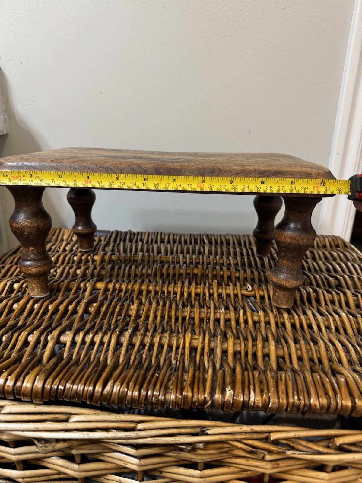 vintage French rustic wooden step stool or milking stool