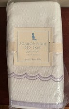 Pottery Barn Kids Scallop Pique Bed Crib Skirt White  Lavender Cotton 11  Drop