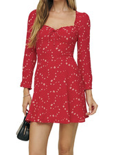 REFORMATION Remi Dress Fresno Red White Floral Mini Sweetheart Coquette SIZE 12