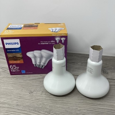 2 Pk Philips Dimmable LED Soft White Light Replacement 65w Bulbs OPEN BOX
