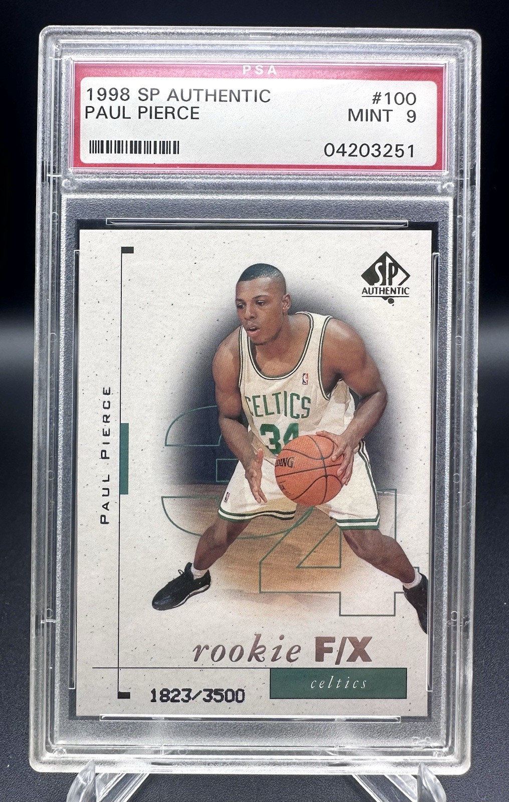 1998-99 SP Authentic #100 Paul Pierce Rookie RC PSA 9 MINT Celtics #1823/3500