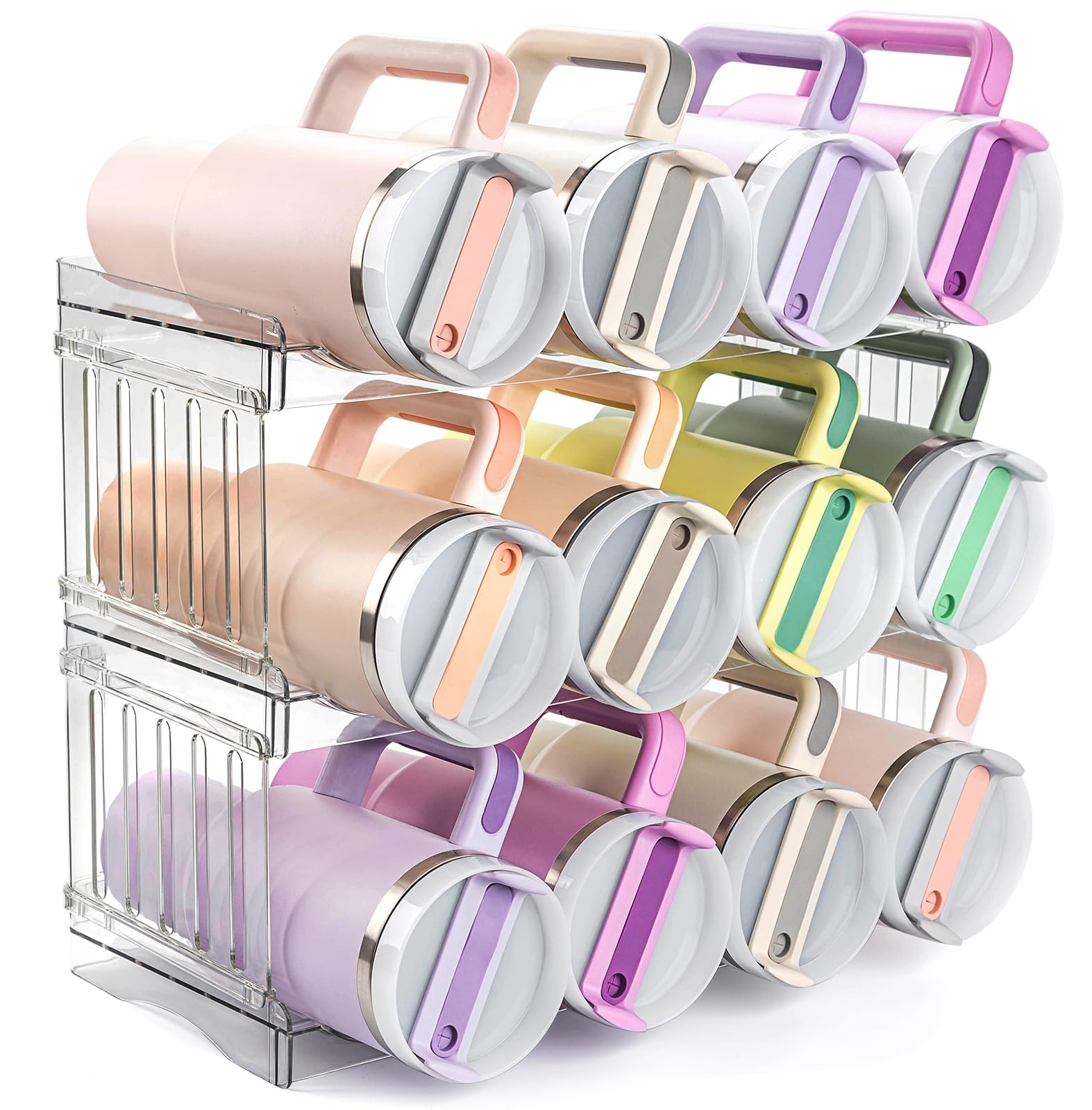 Stanley Cup Water Bottle Organizer Holds 12 for Kitchen Storage