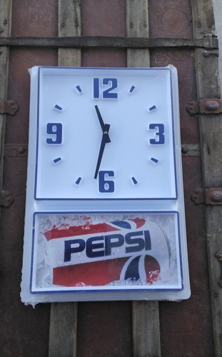 Vtg Impact International Pepsi Wall Clock Sign Advertisement 18×12 Can Image