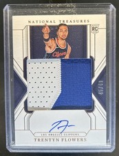 2024-25 National Treasures Trentyn Flowers Rookie Patch Auto RC Bronze #/49