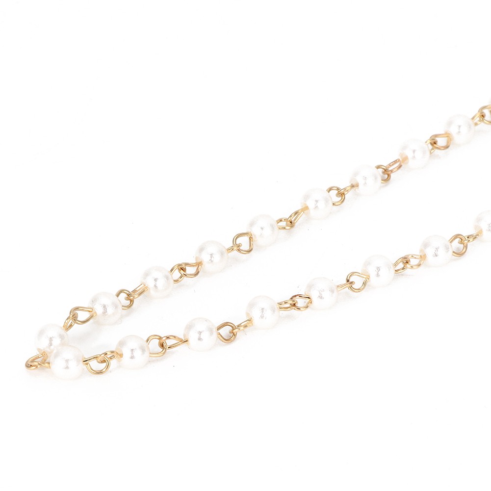 Fashion White Faux Pearl Beaded Sunglass Reading Glasses Eyeglasses Chain For