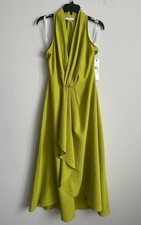 New Calvin Klein Asymmetrical Sleeveless Lime Green Dress Size 6