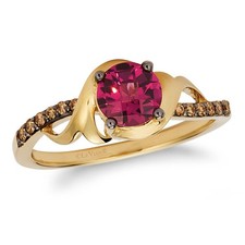 Le Vian 14K Yellow Gold Rhodolite Garnet & Chocolate Diamond Ring - Size 4-1/2
