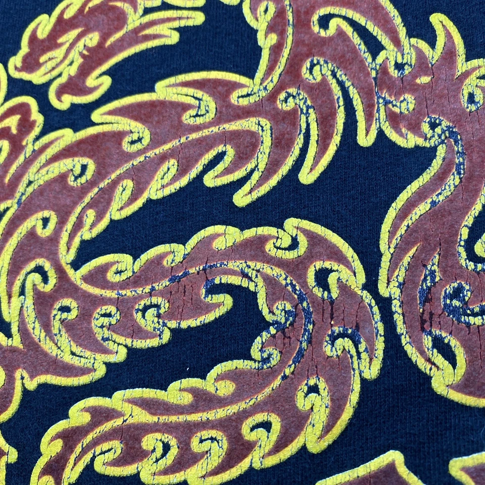 Винтажная молодежная толстовка с капюшоном Y2K JNCO маленький дракон двусторонняя рукав 90-х пламя S 19x22 - Изображение 3 из 4