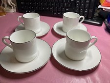 Set Of 4 Wedgwood Signet Plat Espresso Coffee Cups & Saucers