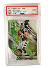 2018 Panini Spectra Neon Green Die-Cut Rookie Card SAM DARNOLD #17/25 PSA 9. rookie card picture