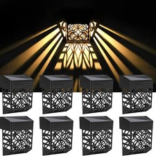 Solar Fence Lights 8 Pack Outdoor Warm White LED IP65 Waterproof for Garden Yard