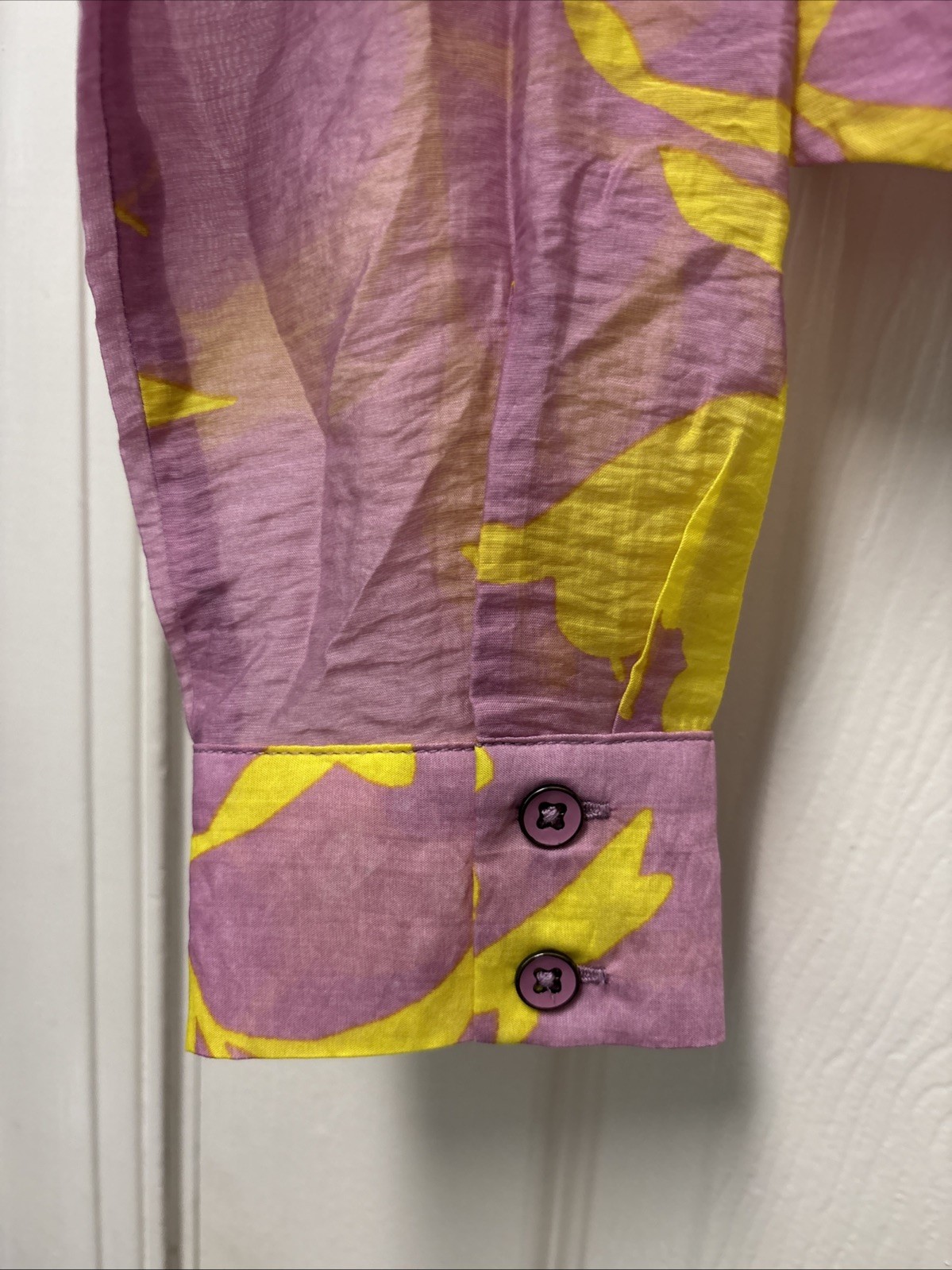 Cabi Drift Top Blouse Women’s Wrap Style Tropical Orchid Summer Sheer Sz XS EUC