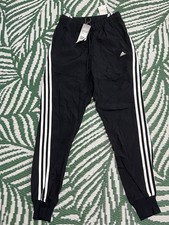 Adidas Black Womens Joggers Track Pants 2XS 3 Stripes Loose Fit New