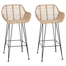 Bar Chair Rattan and Iron Kitchen Seating Armrest Stool Modern Frame  vidaXL