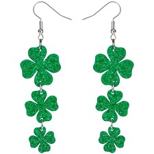 St Patricks Day Accessories Earrings for Women: Green Shamrock Dangle