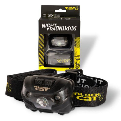 Black Cat Night Vision 1500 black/green - Kopflampe, Stirnlampe, Angellampe  