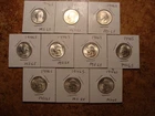 1946 S Washington Quarters BU.  Ten Coins Gem.
