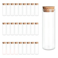 28-Pack 18ml 0.61 oz Glass Bottles  Test Tubes with Cork Stoppers   for Sp...