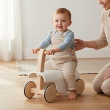 Wooden Balance Bike Even Glide Children's Toy Rubberized Wheels