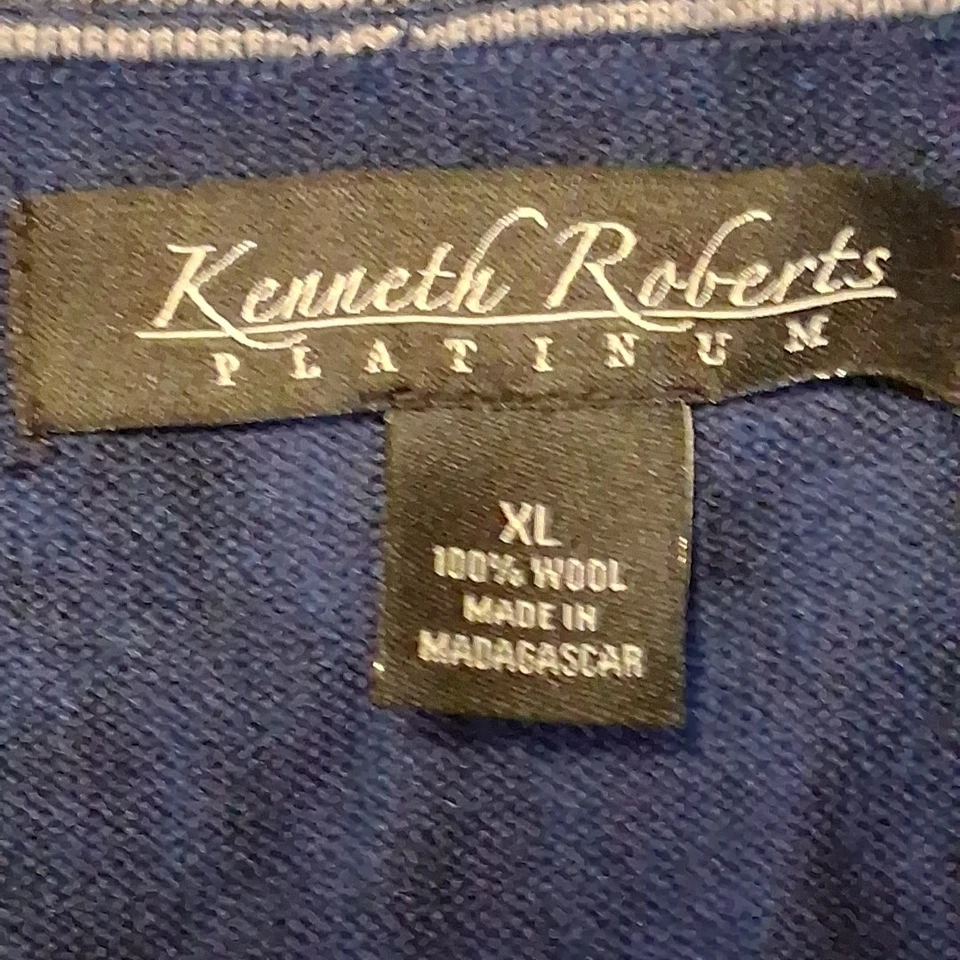 Kenneth Roberts Platino Para Hombres Cuello en V 100% Lana Suéter Chaleco Azul Marino Talla XL Foto 2 de 4