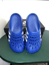 Adidas Unisex Slip On Adilette Clog, Sz 8, Royal Blue W/ White Stripes, W/Box