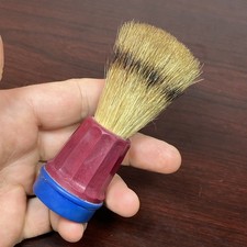 Vintage Made Rite USA Sterilized Shaving Brush 7 Blue Red 2 Tone Handle AS IS