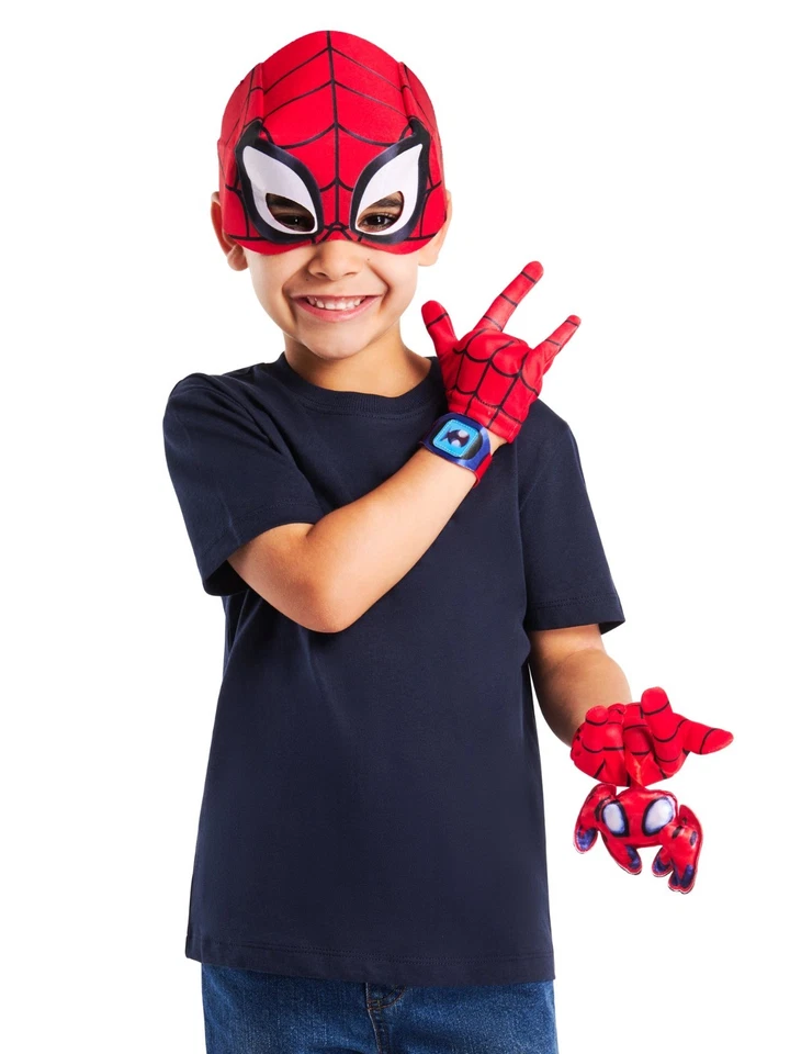Kids Spidey Accessory Set Marvel Spider-Man Mask Gloves Watch Plush Fancy Dress - Image 1 of 4