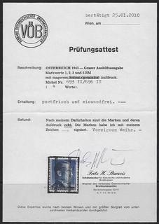 Österreich Michelnummer 693 II 696 II postfrisch geprüft Sturzeis