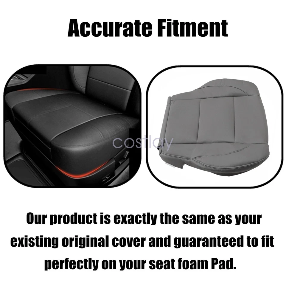 NEW For 2005-2015 Nissan Armada SE LE Driver Bottom Leather Seat Cover Gray - Image 4 of 4