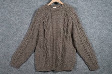 Blarney Woollen Mills Irish 100 Pure New Wool Cable Knit Aran Sweater Brown M