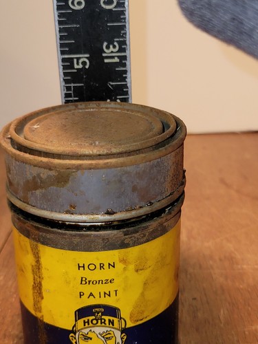 Vintage Hornite Vernish Tin A.C. Horn Co. New York Paint Can ottima grafica - Foto 8 di 8