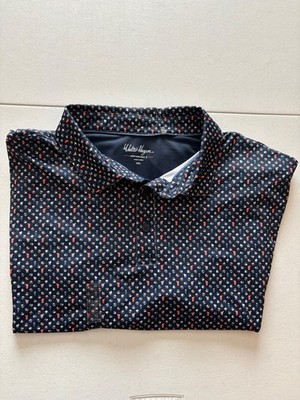 Walter Hagen Performance 11 P11 Poolside Navy Blue Print Golf Polo Shirt XXL 2XL
