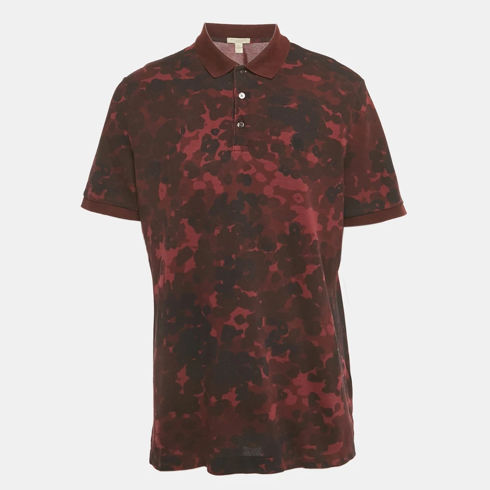 Camiseta polo Burberry Brit borgonha estampada algodão pique GG