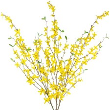 3 Pcs Artificial Forsythia Flower Branches Artificial Flowers Yellow Silk Lon...
