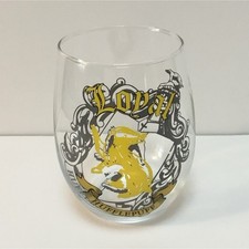 Harry Potter Hufflepuff Stemless Wine Glass, Decorated Graphic Print 5 in