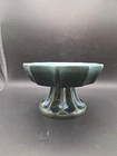 Hull Pottery F83 Ceramic Green Drip Glazed Scalloped Pedestal Candy Dish