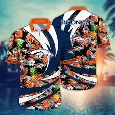 Denver Football Team Broncoss Hawaiian Button Down Shirt Unisex Adults S-5XL
