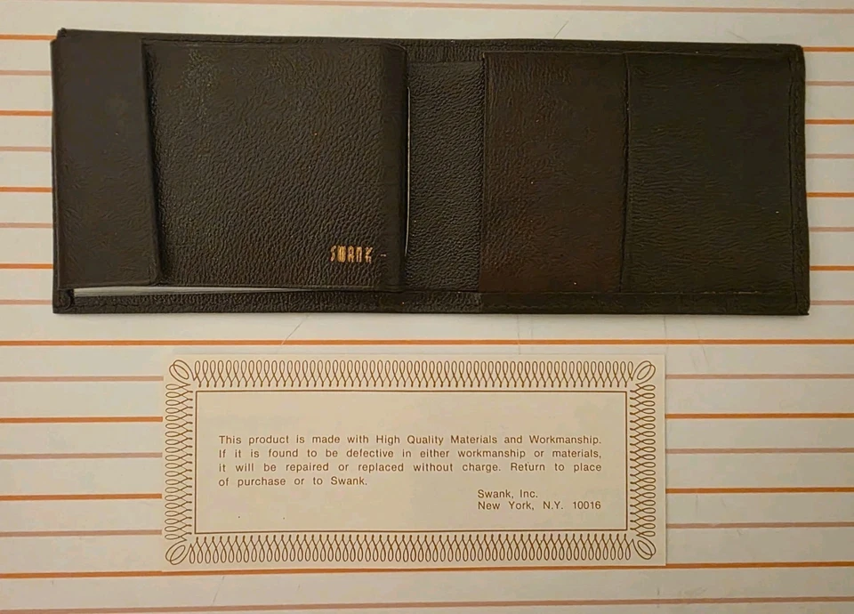 Vintage NEW IN BOX SWANK Men's Leather Wallet, Passcase Billfold, Brown - Image 3 of 4