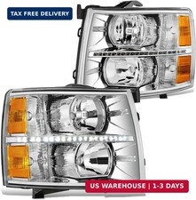 Pair LED DRL Headlights Compatible with 07-13 Chevy Silverado 1500