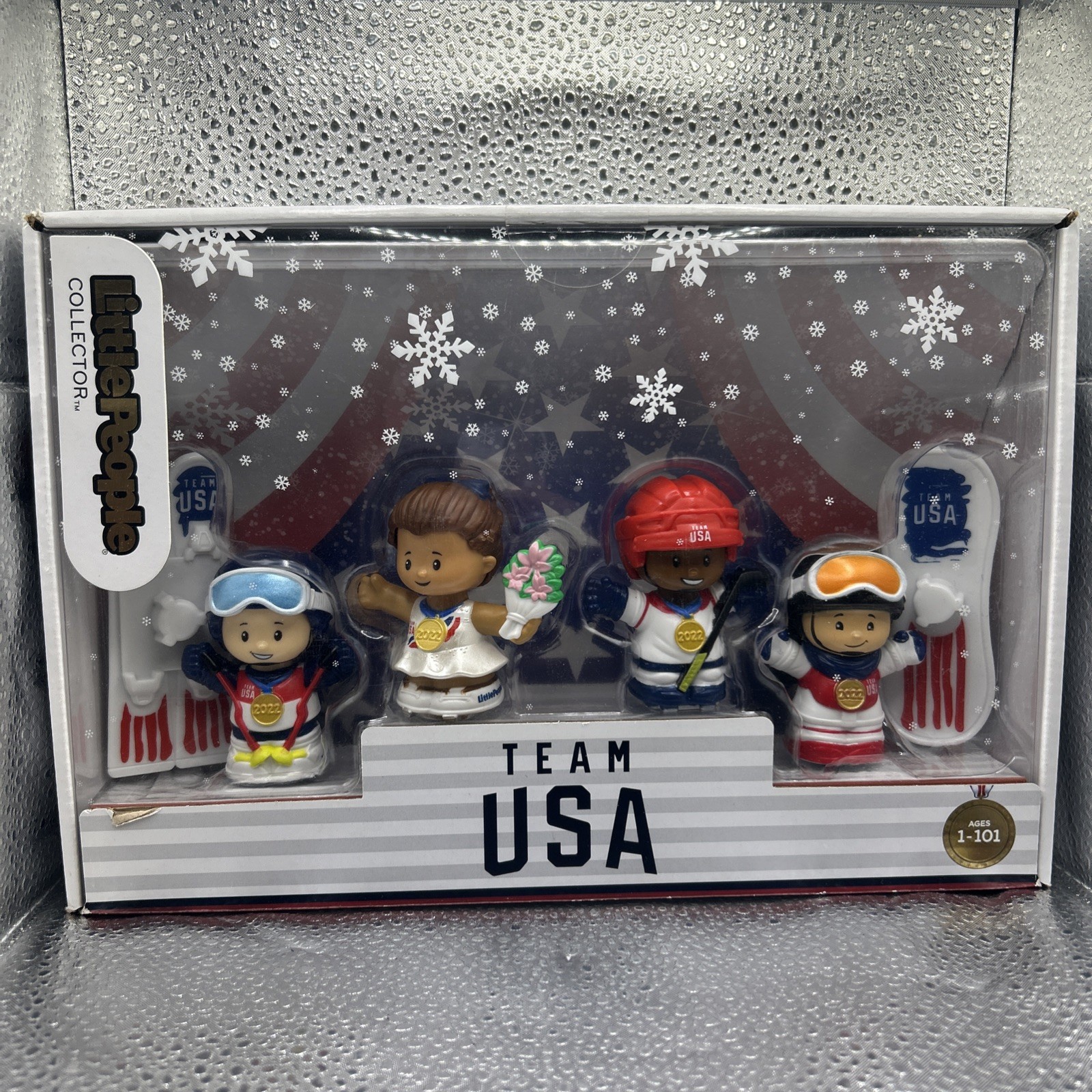 Fisher Price Little People TEAM USA Winter Olympics Collector Set 4 Figures NIB